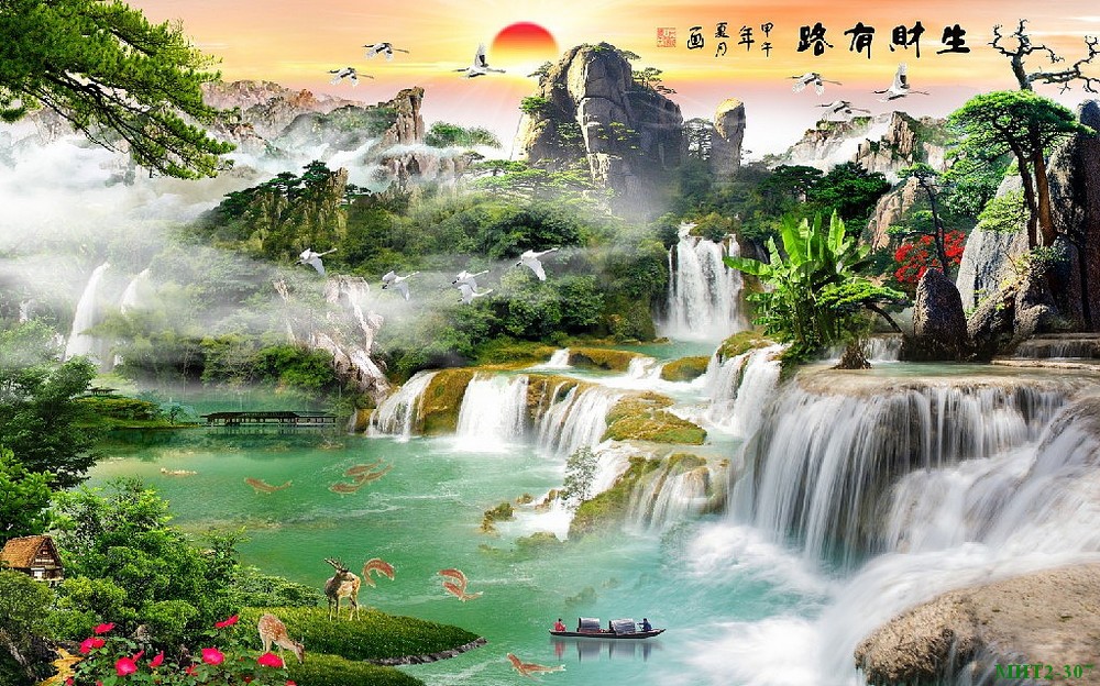 Phong cảnh sơn thủy hồ thác MHT2-307